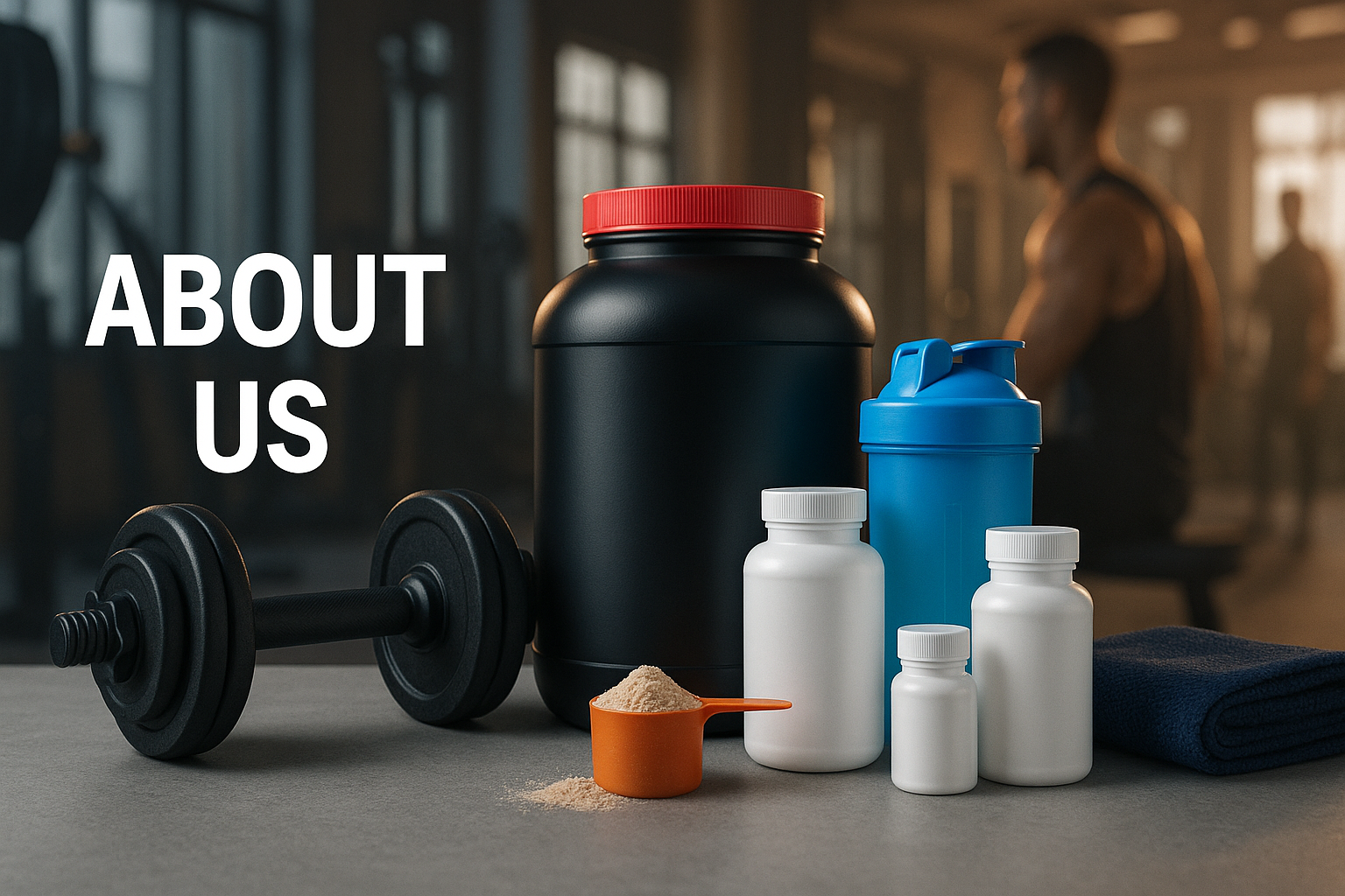 For about us page, with supplements and fitness elements